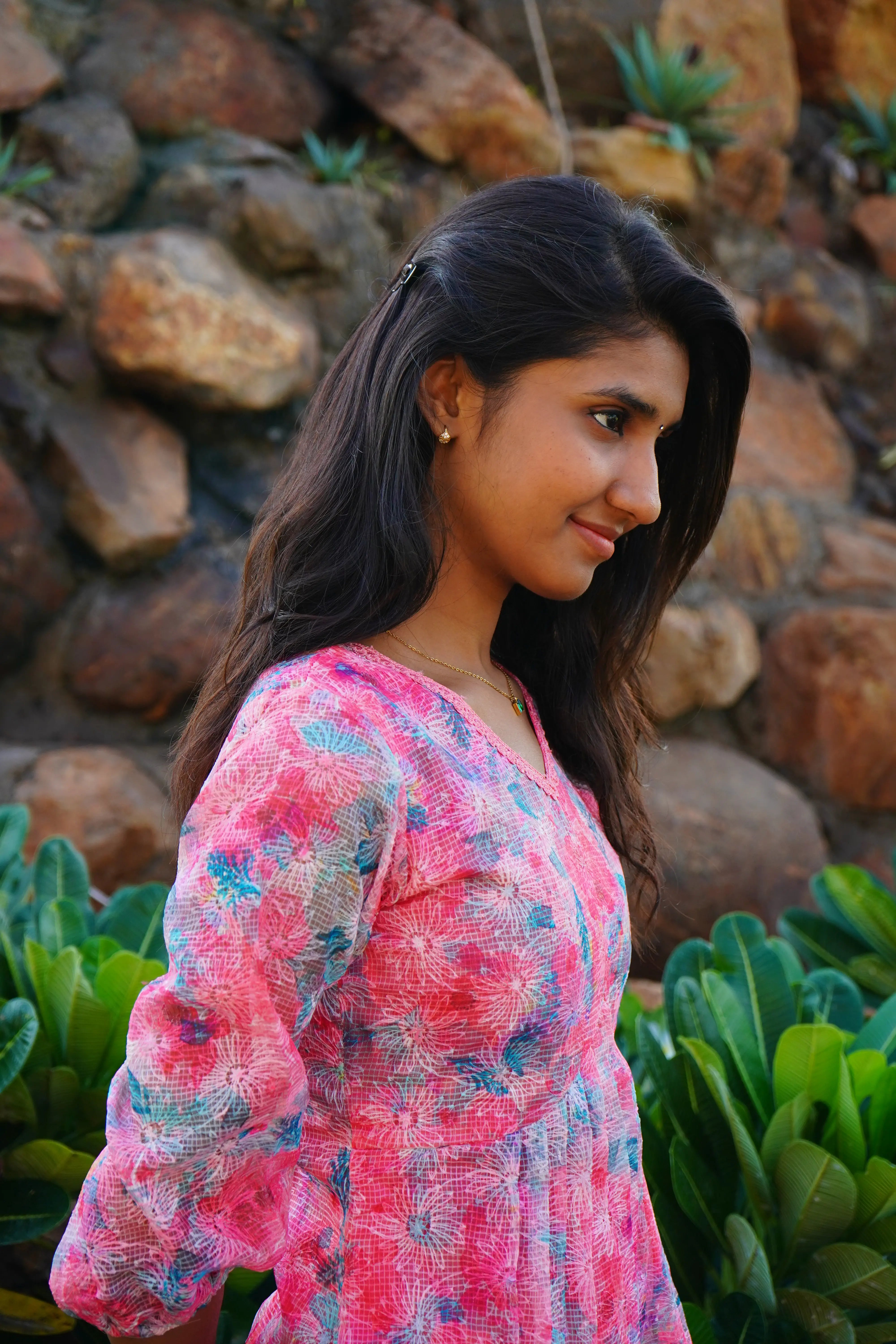 Pink Floral Aline Frock