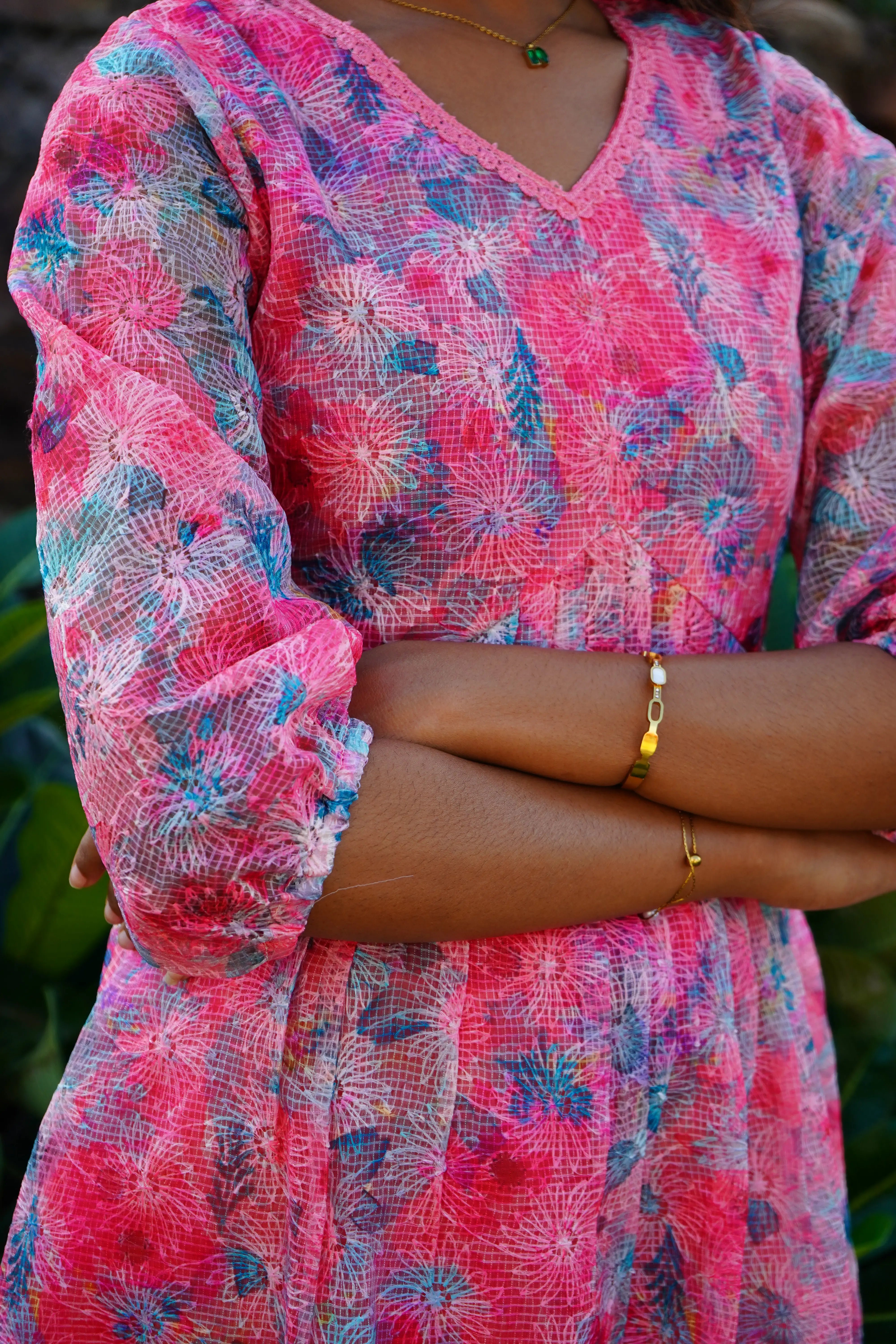 Pink Floral Aline Frock