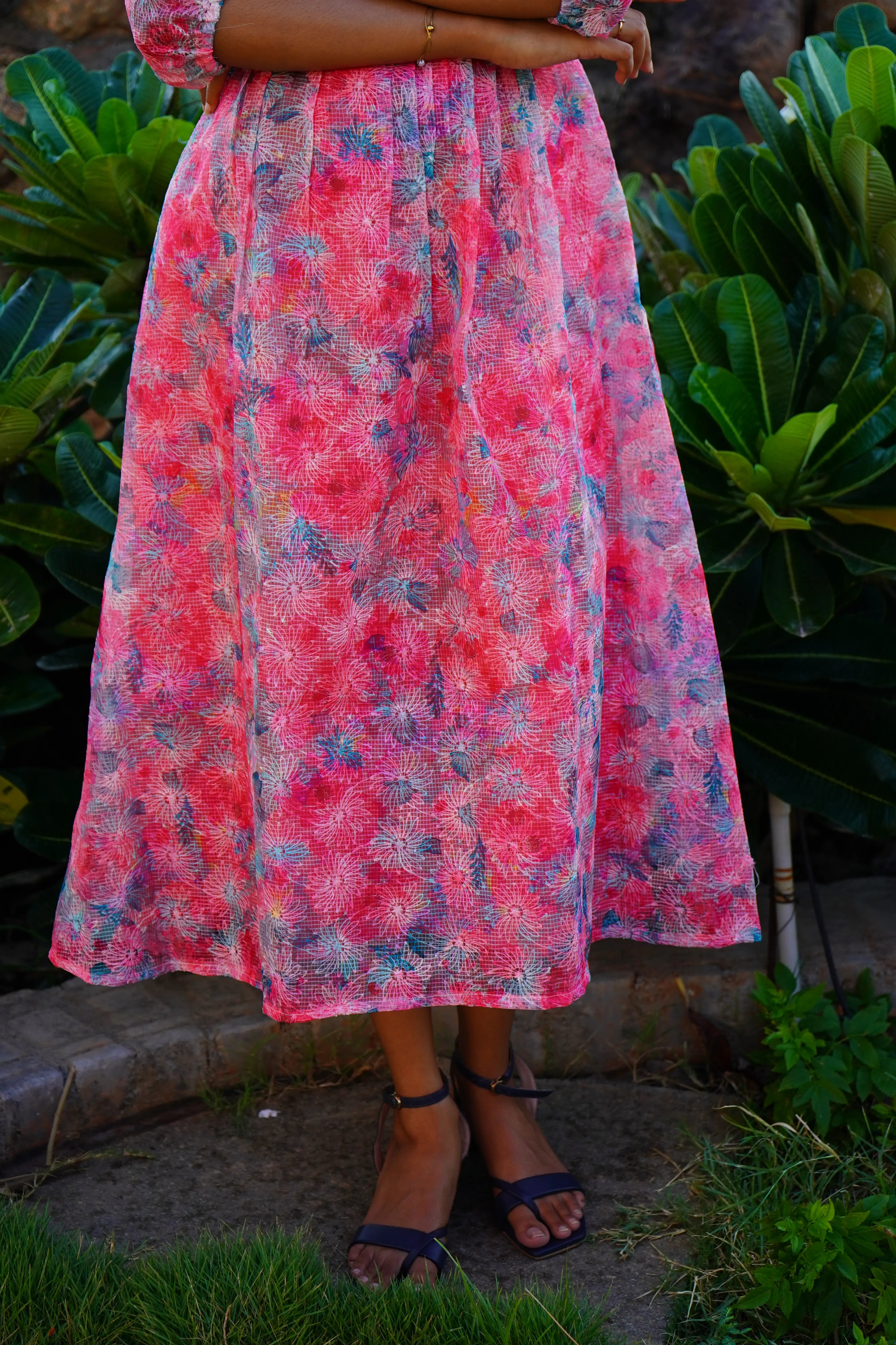 Pink Floral Aline Frock