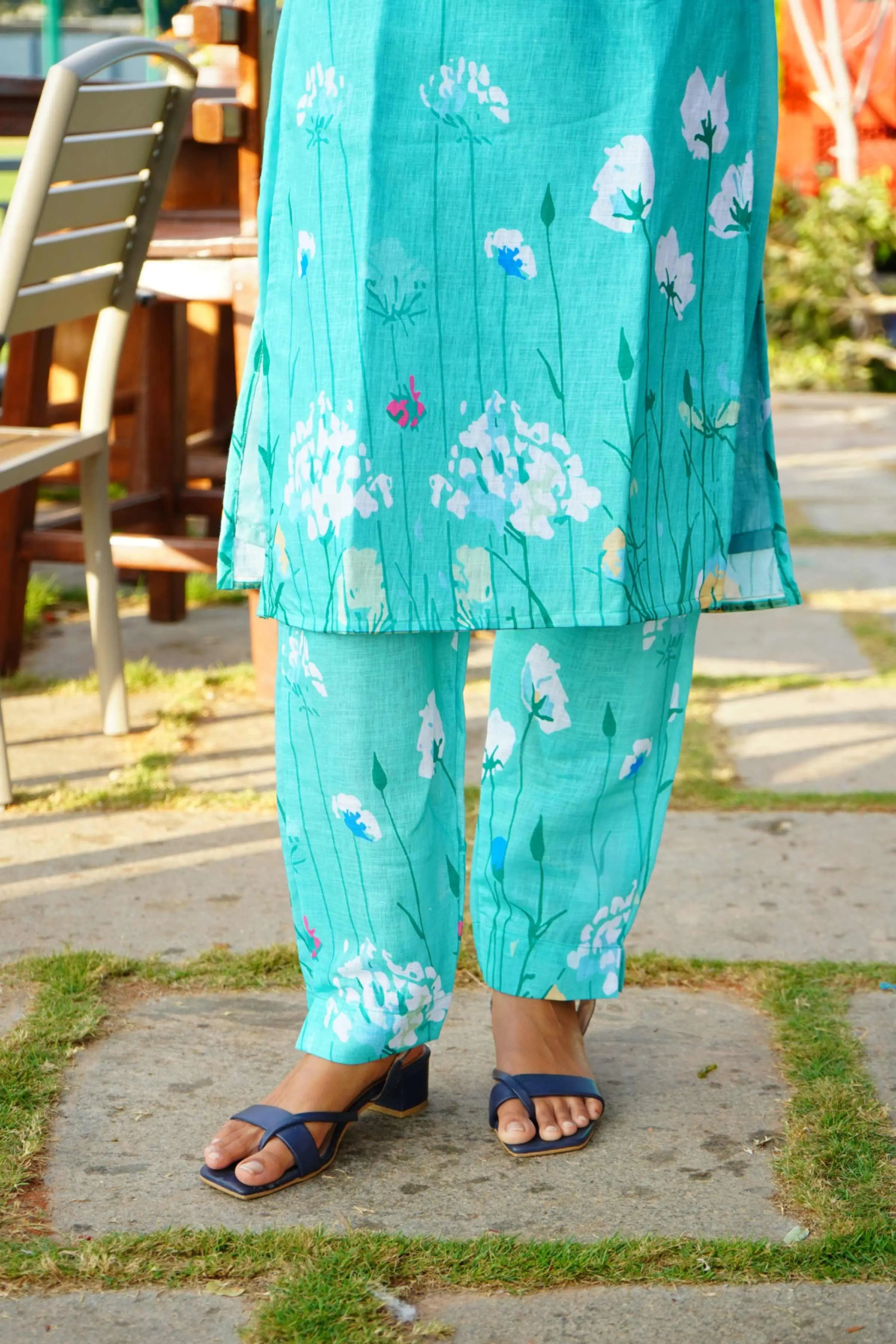 Aqua Blue Linen Co-Ord Set