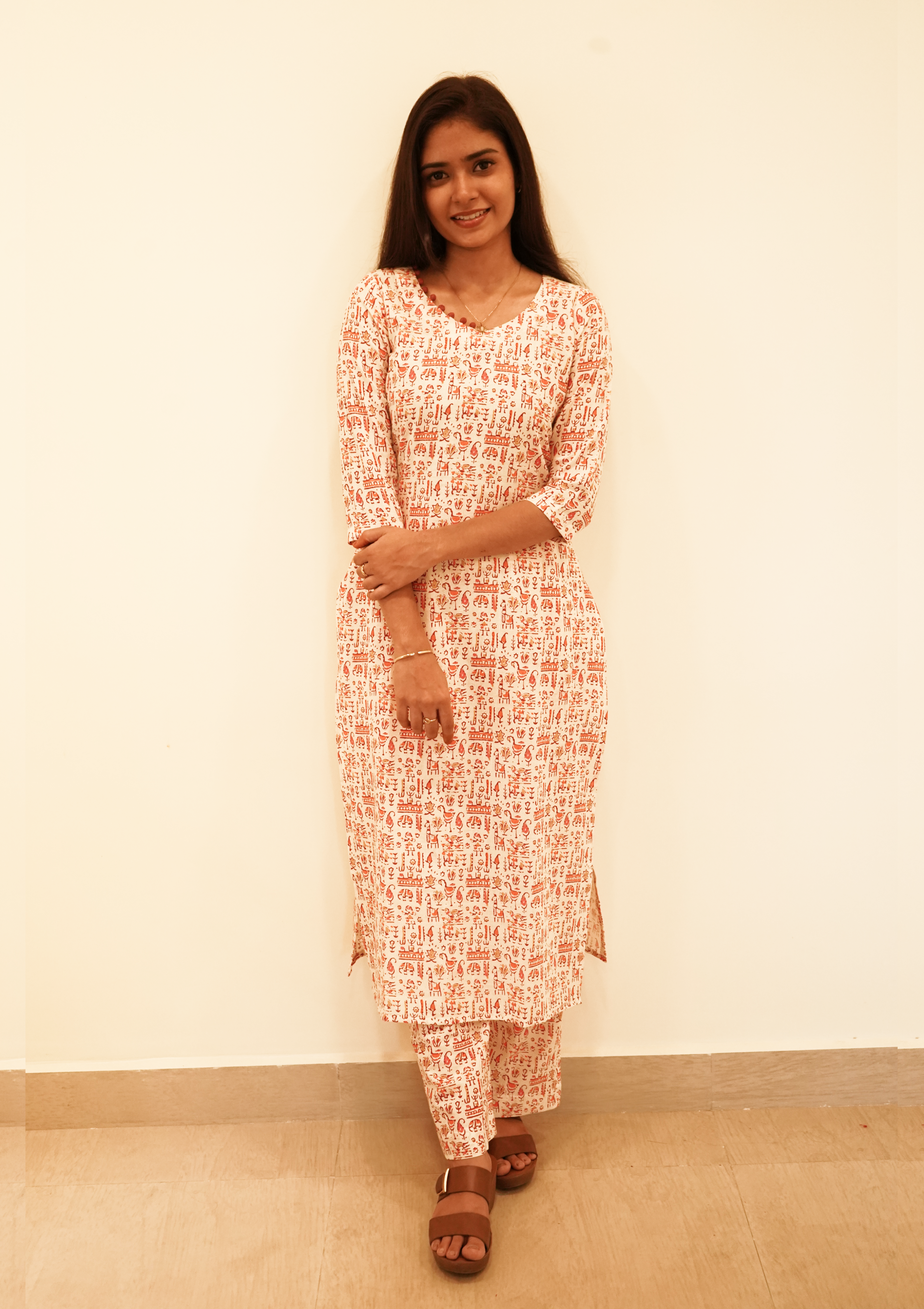 Handloom white, Red Heritage Coord Set
