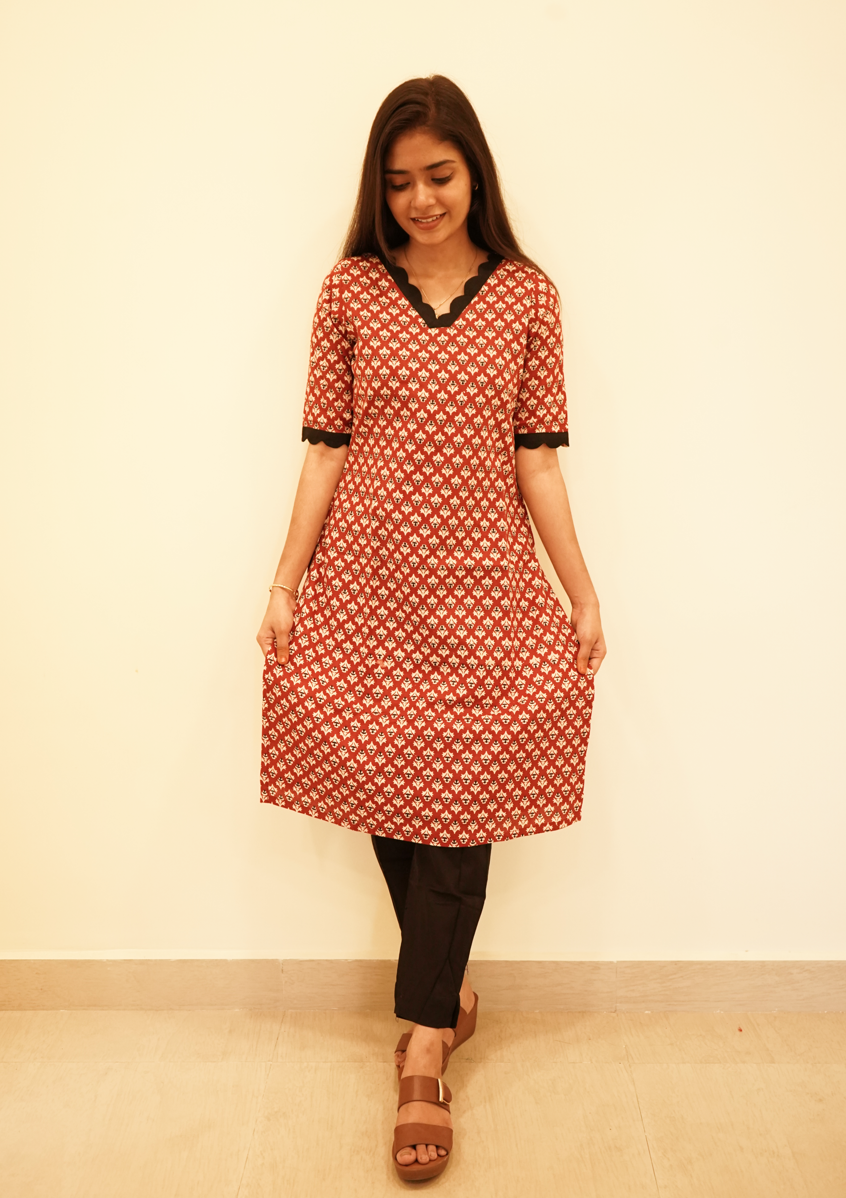 Pure handloom scallop coord set
