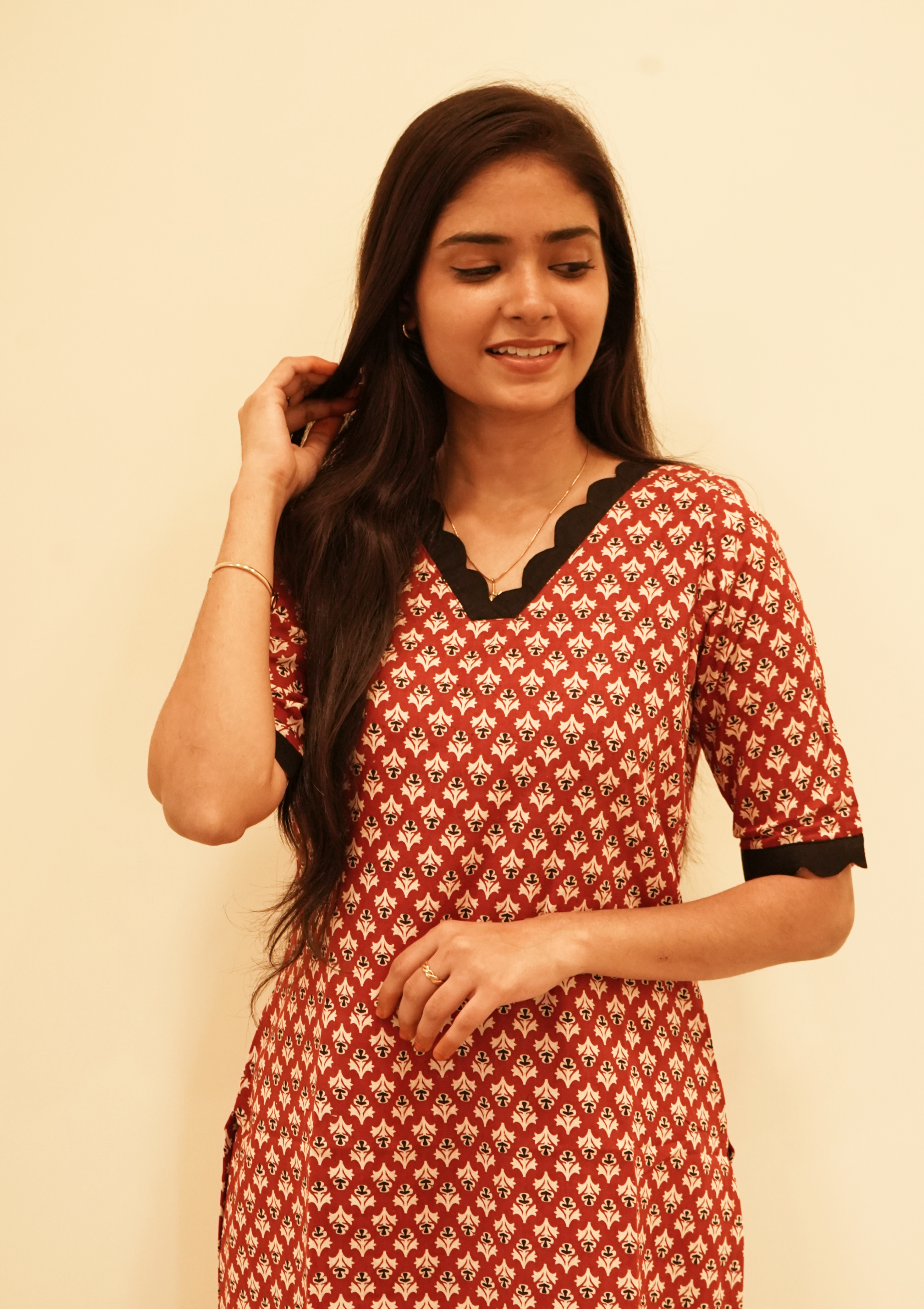 Pure handloom scallop coord set