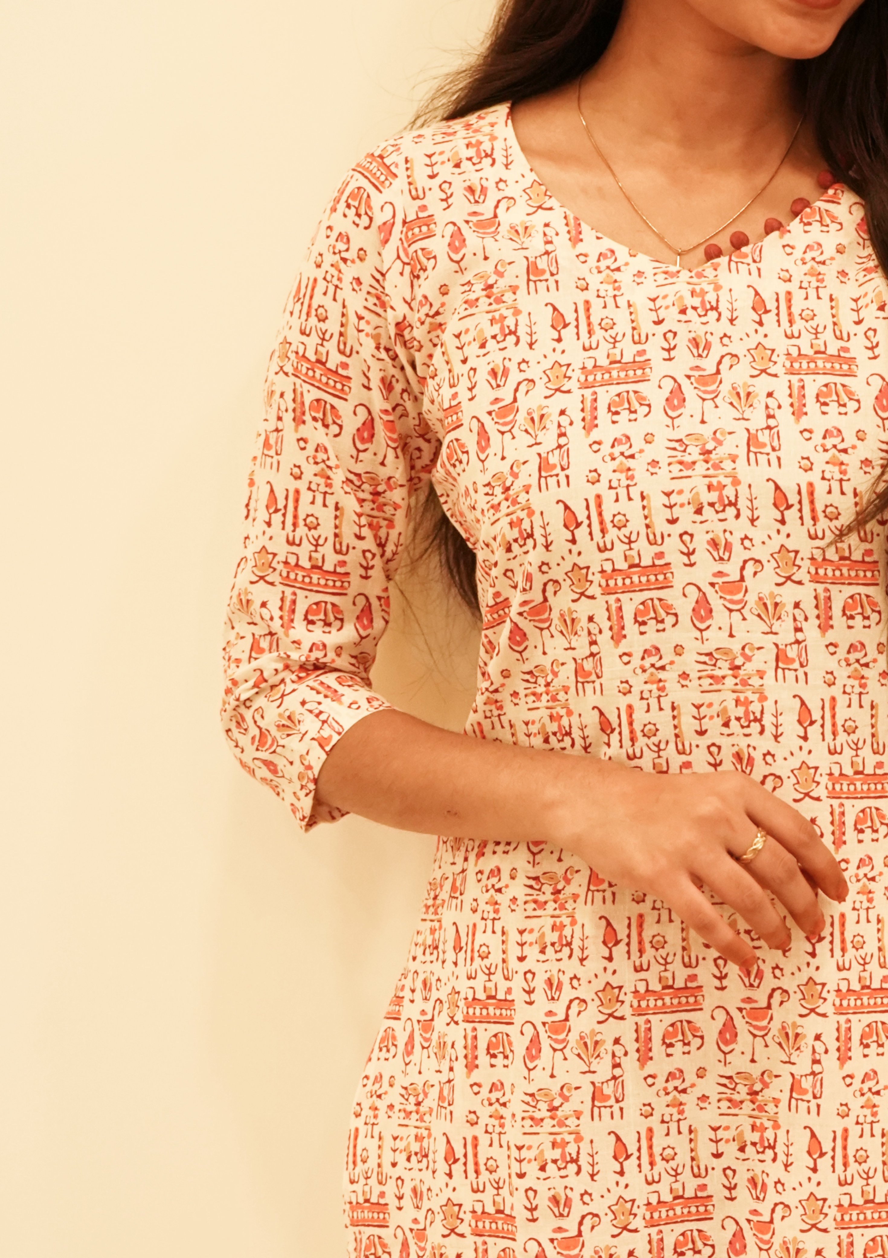 Handloom white, Red Heritage Coord Set