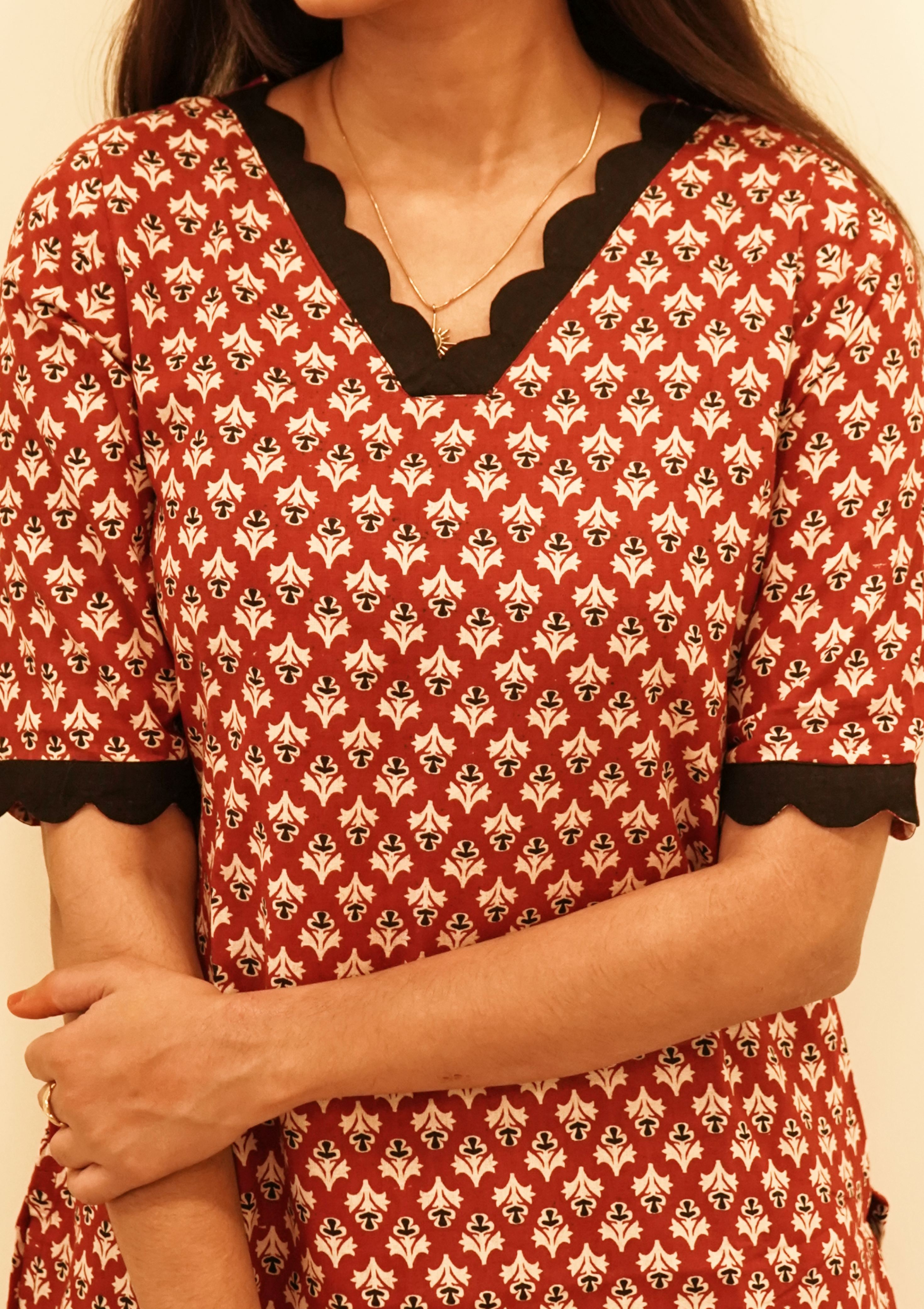Pure handloom scallop coord set