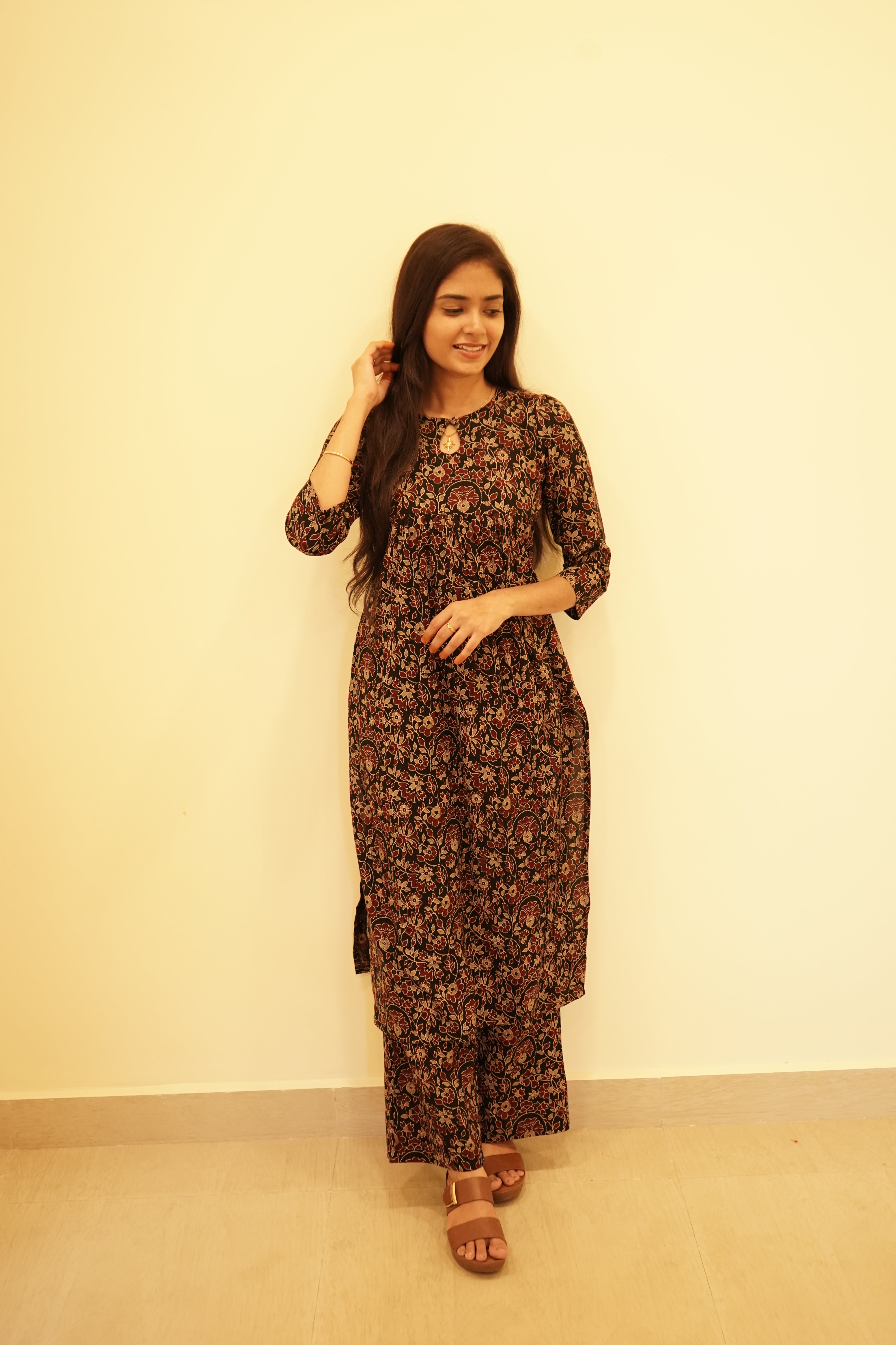 Midnight Kalamkari Handloom Coords Set
