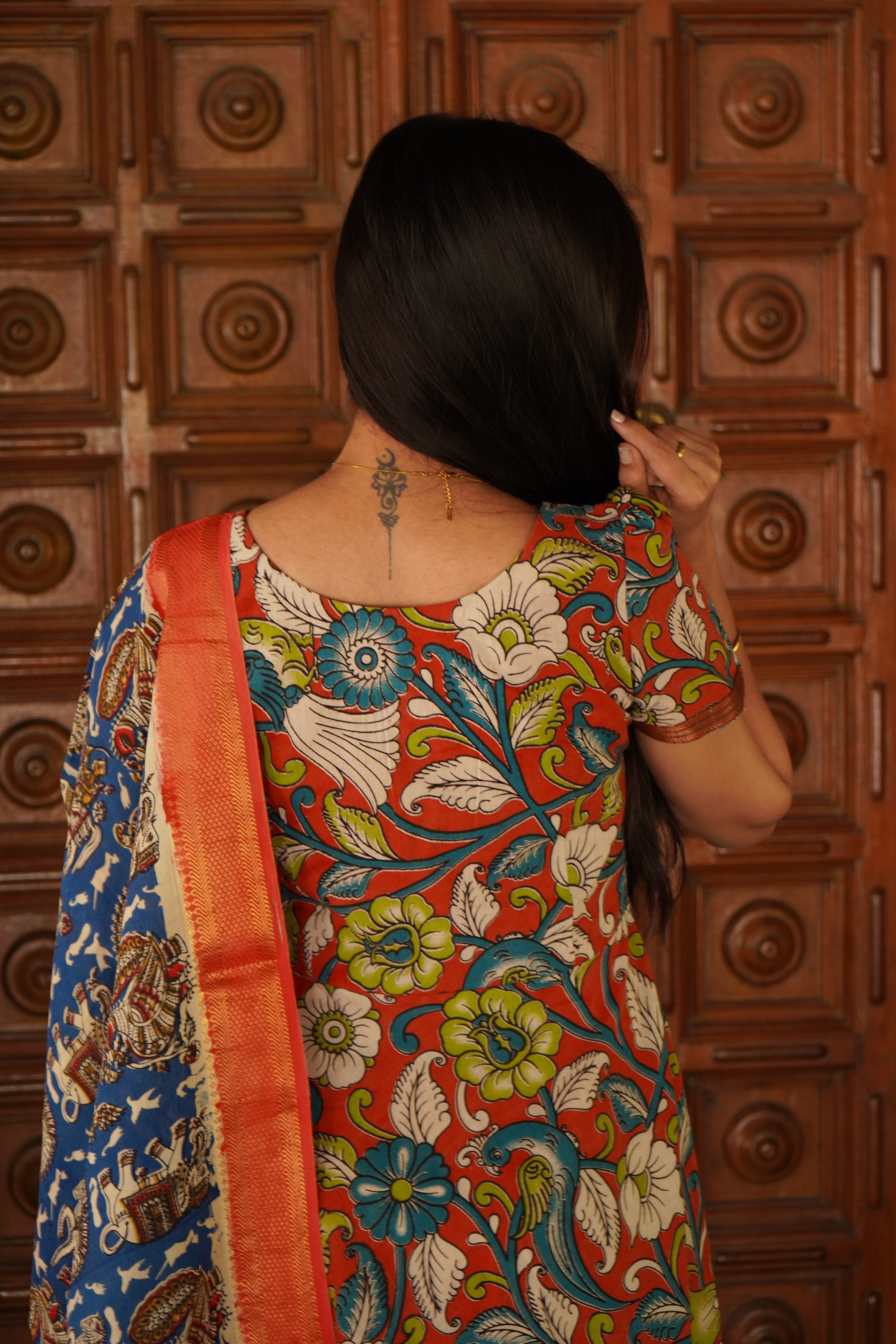 Kalamkari Nizam dupatta frock