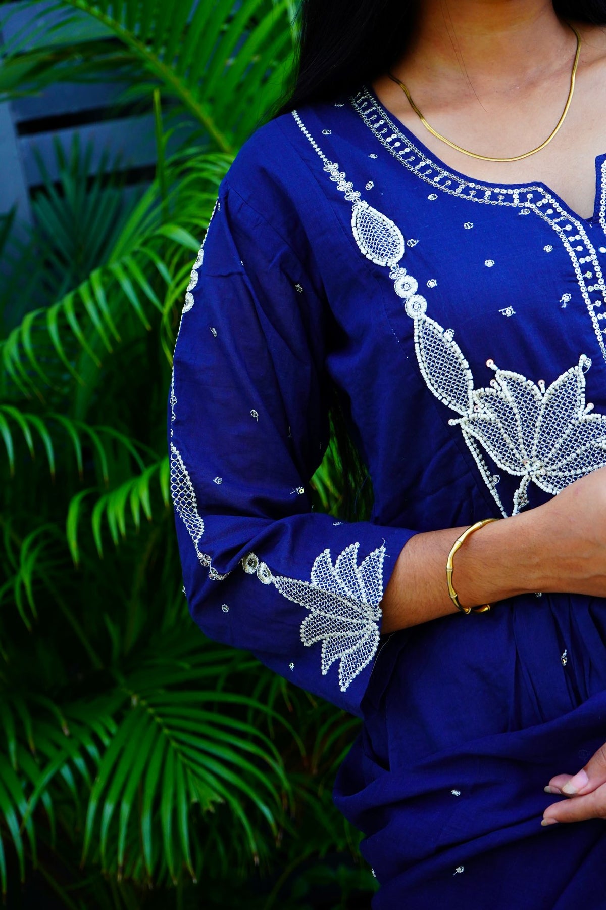 Navy blue Mul Cotton Pieces Suits