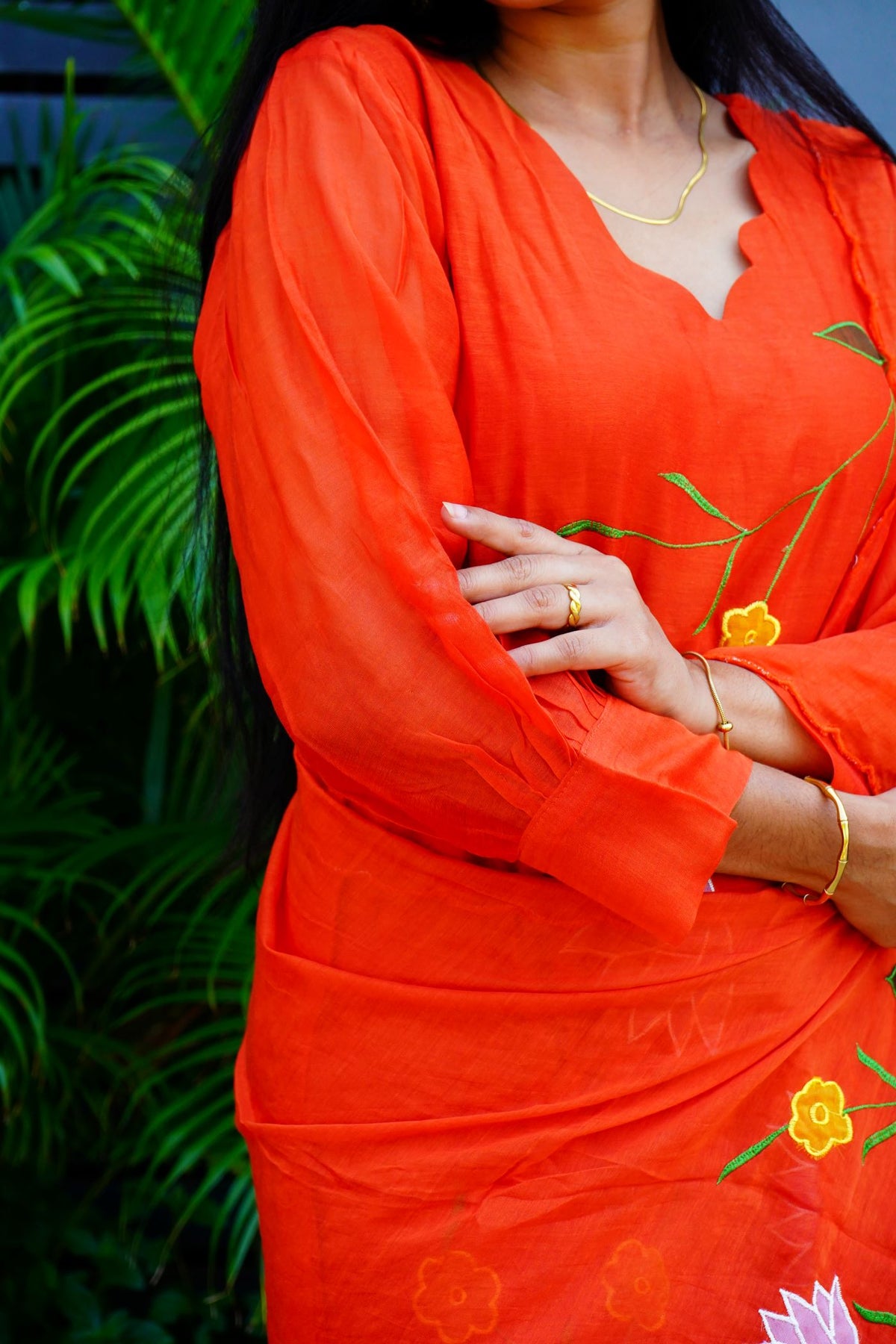 Rust Orange Mul Chanderi suits