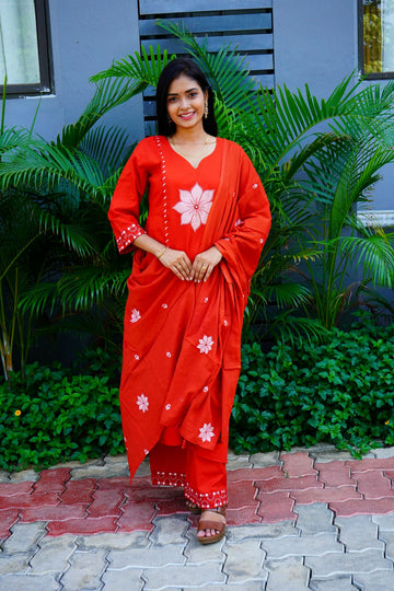 Soft Rust Orange  Cotton Salwar Suits