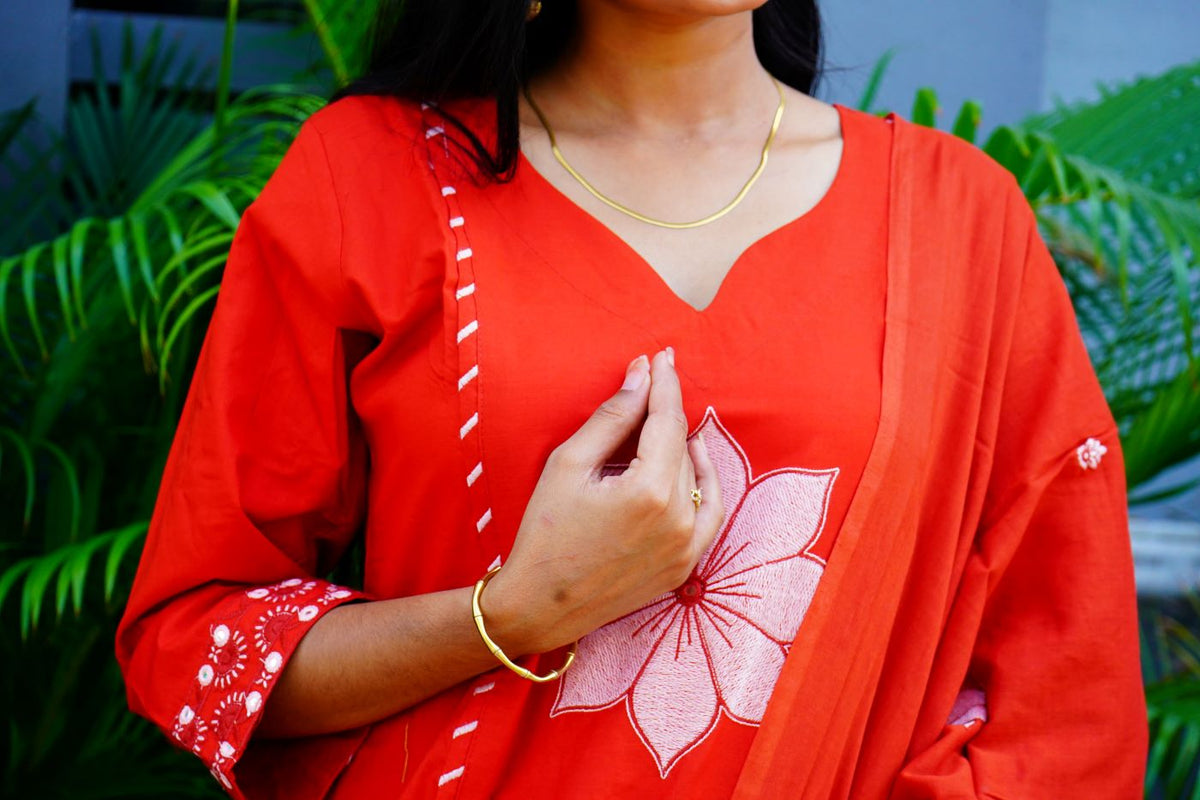Soft Rust Orange  Cotton Salwar Suits