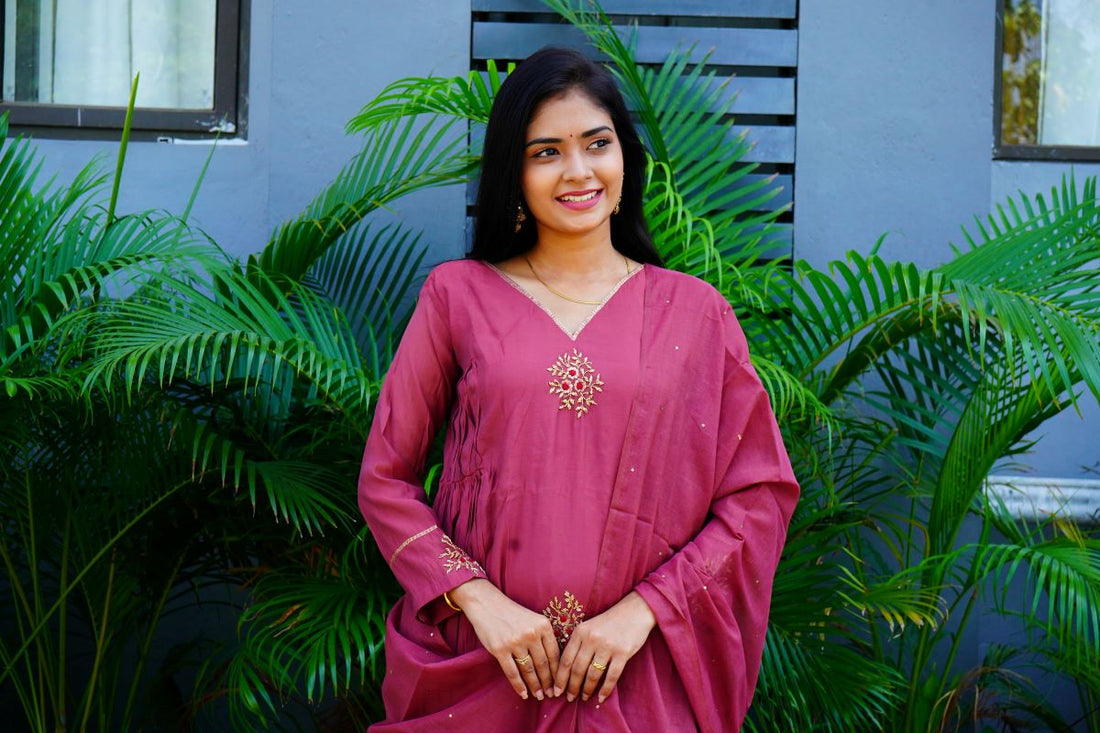 Bright Fuchsia Pink Mul Chanderi Suits