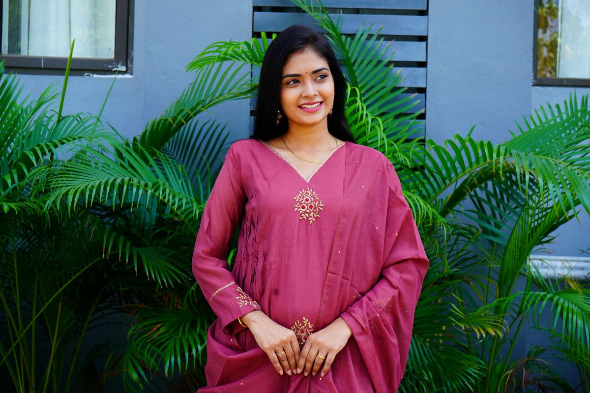 Bright Fuchsia Pink Mul Chanderi Suits