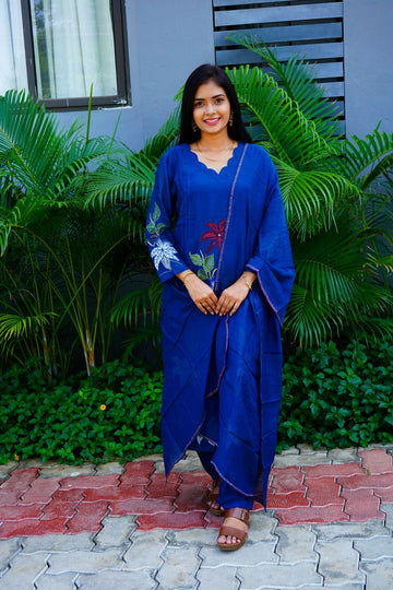 Allium Indigo Blue Mul Chenderi  Suits