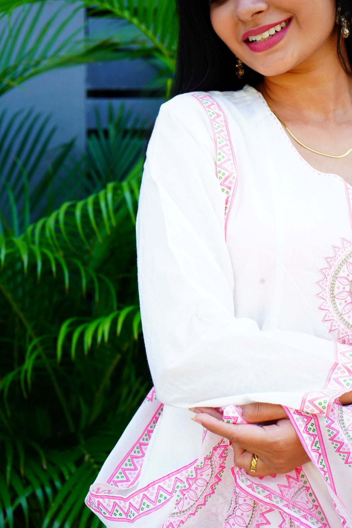 White Flared Ethnic cotton suits