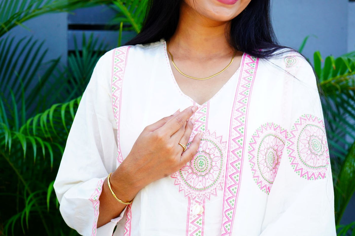 White Flared Ethnic cotton suits