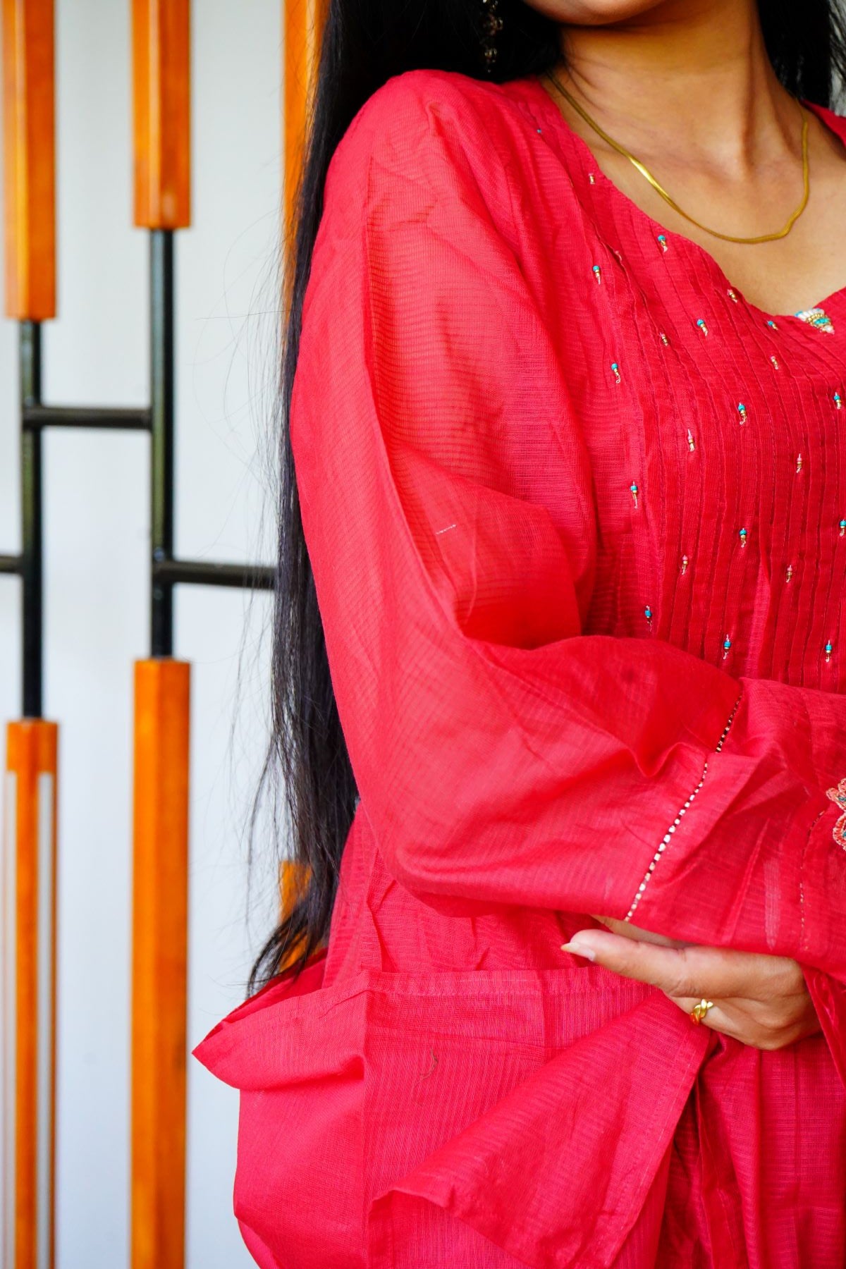 Classy Red pinky Mul Chanderi Kota Salwar Sutis