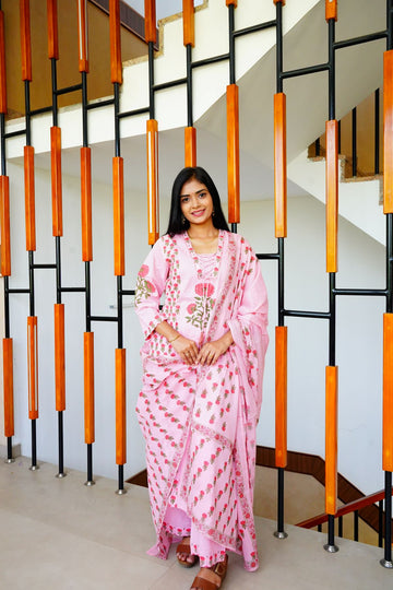 Shiny Pink Soft Cotton Salwar Suits