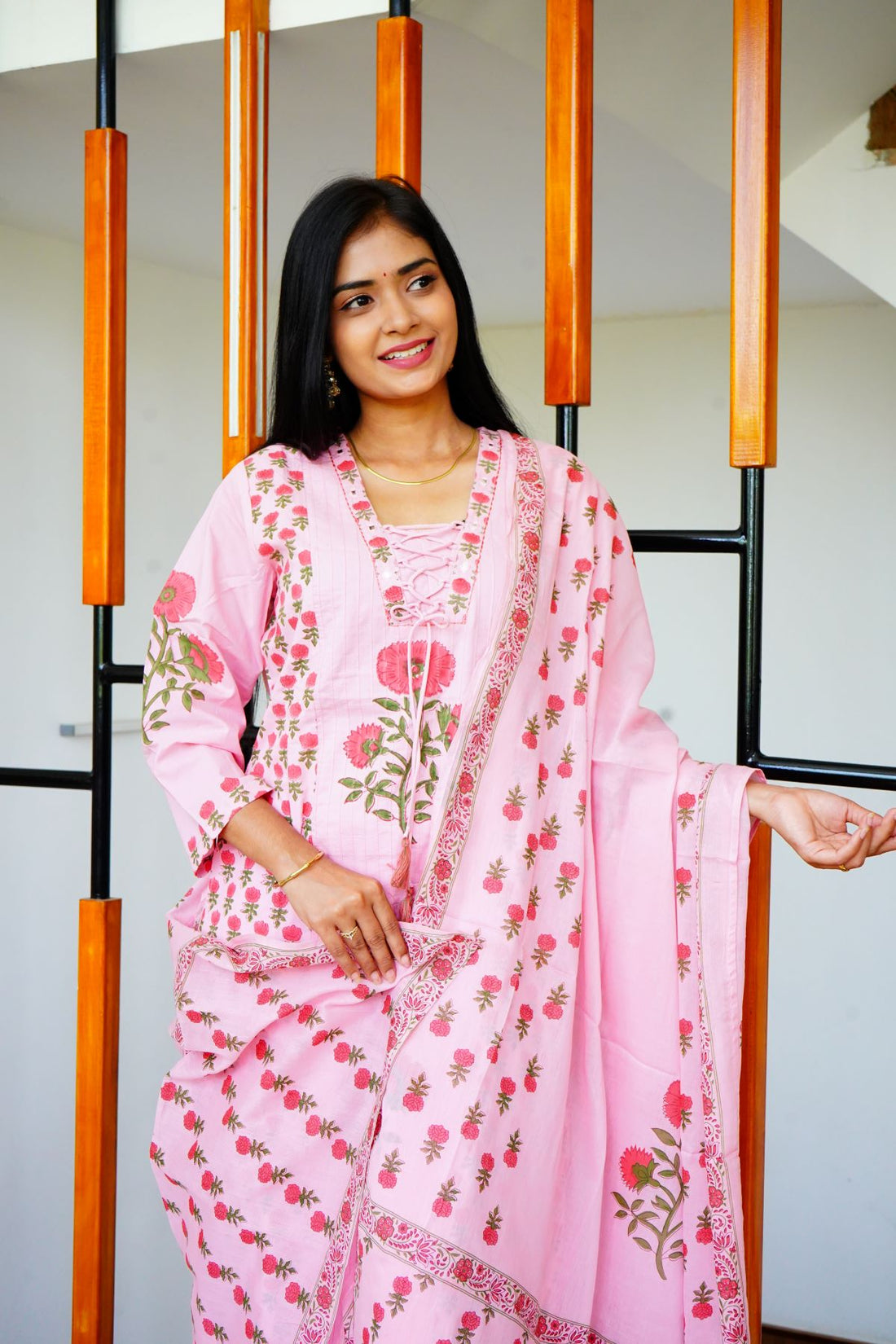 Shiny Pink Soft Cotton Salwar Suits