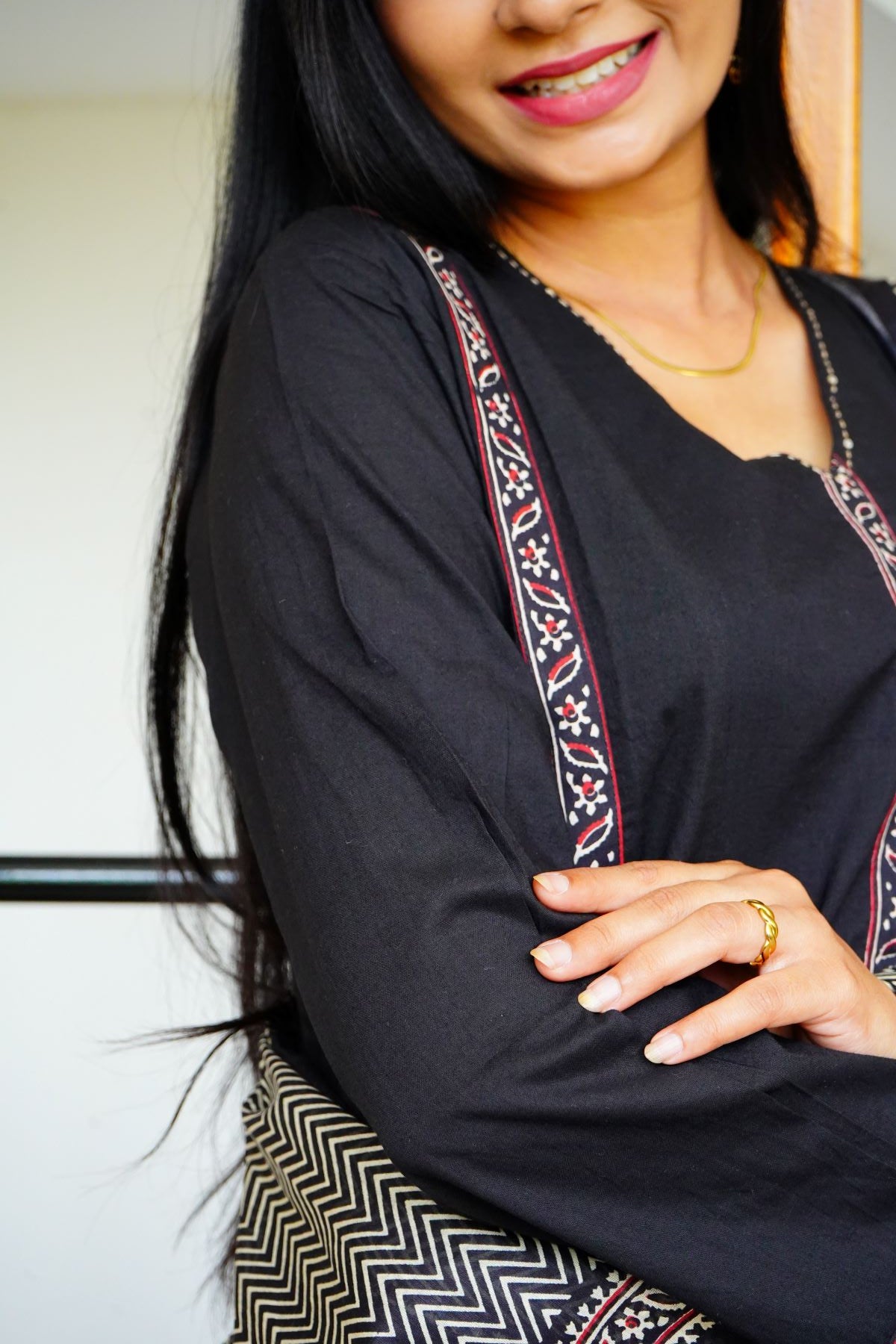 Black Red Digital Prints Salwar Suits