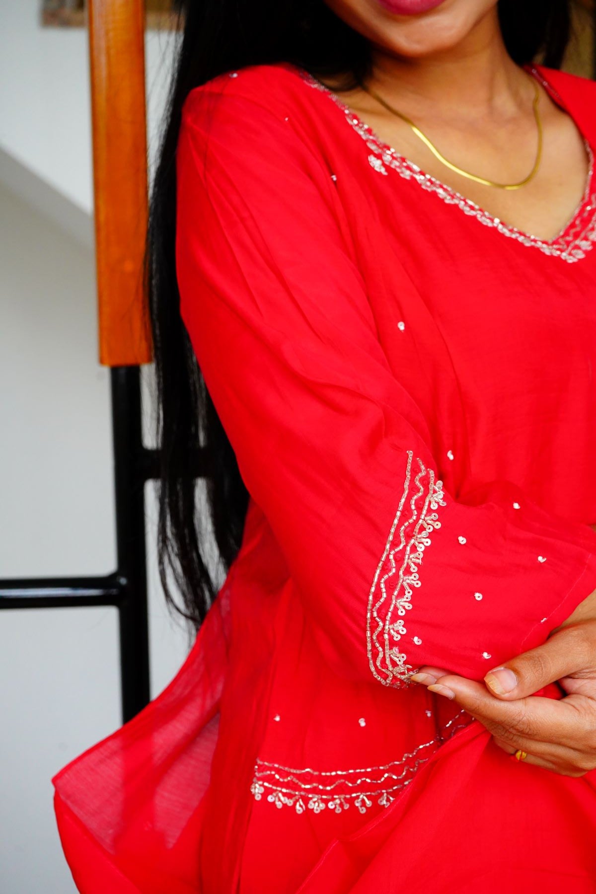 Premium Cheery Red  Mul Chanderi Salwar Suits