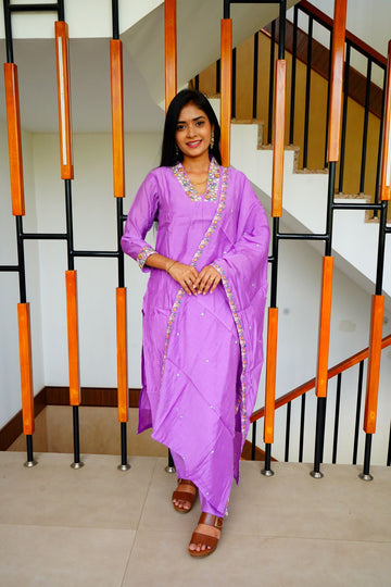 Lavender Embroidery Salwar Suits