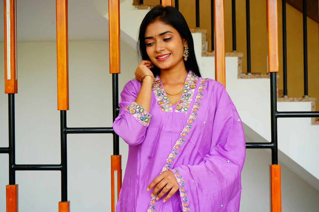 Lavender Embroidery Salwar Suits