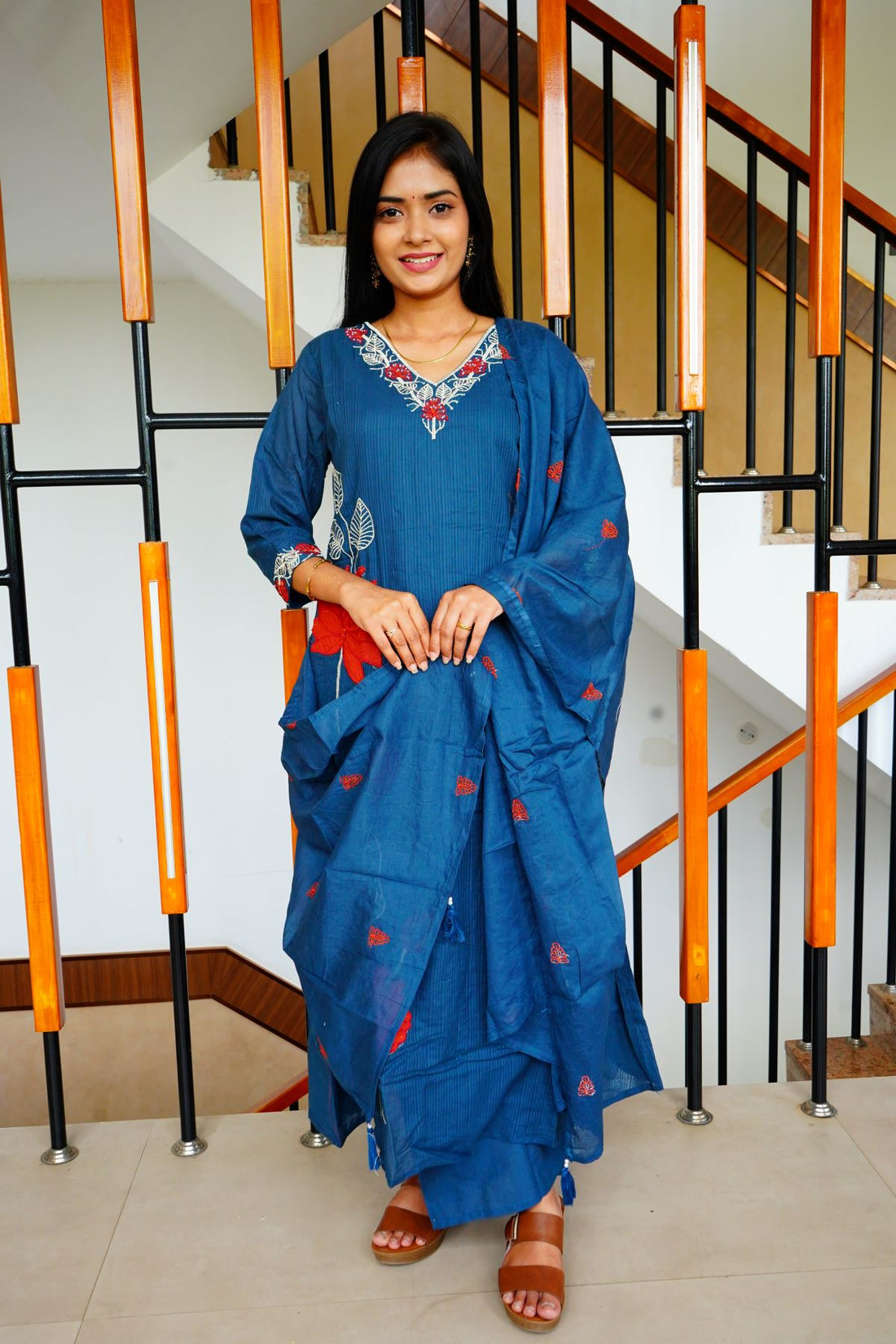 Grace in Blue Blooming Kota Salwar Suits