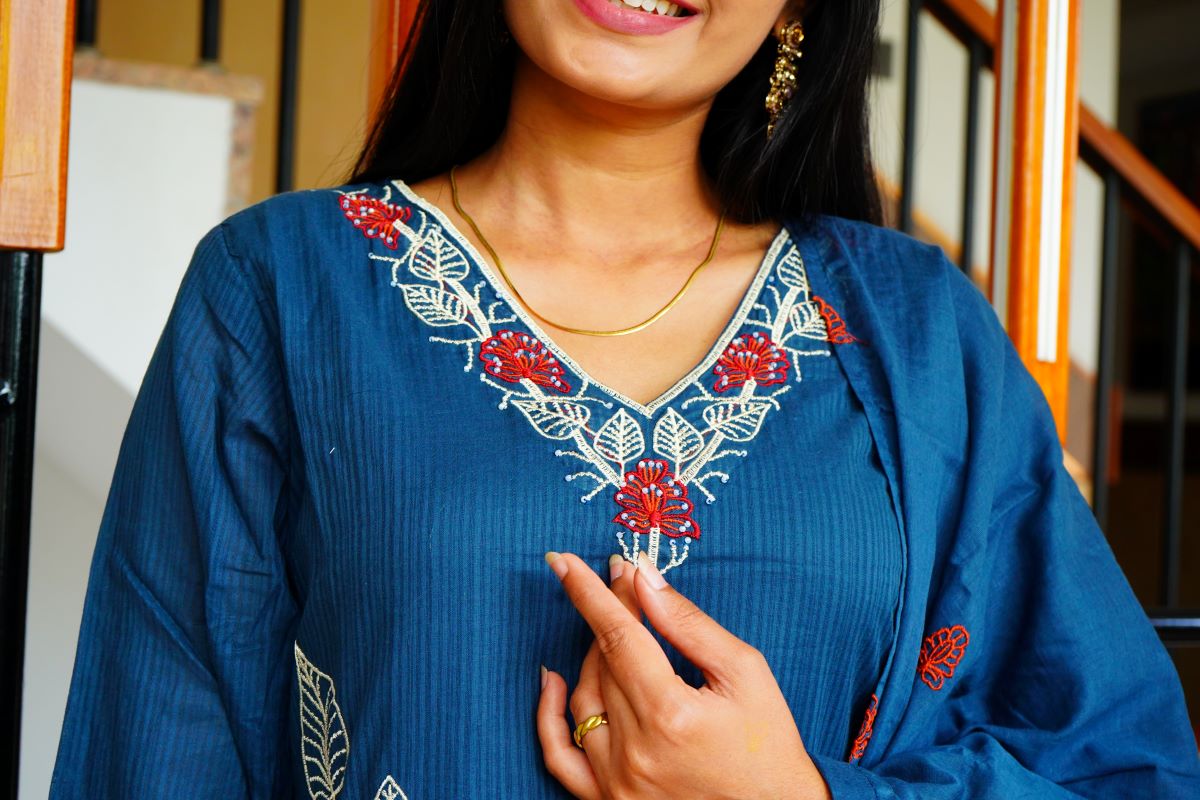 Grace in Blue Blooming Kota Salwar Suits