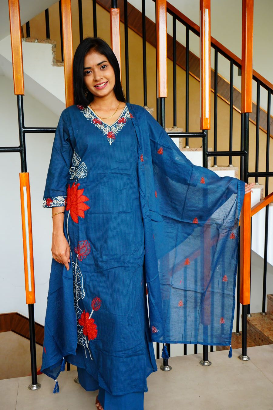 Grace in Blue Blooming Kota Salwar Suits