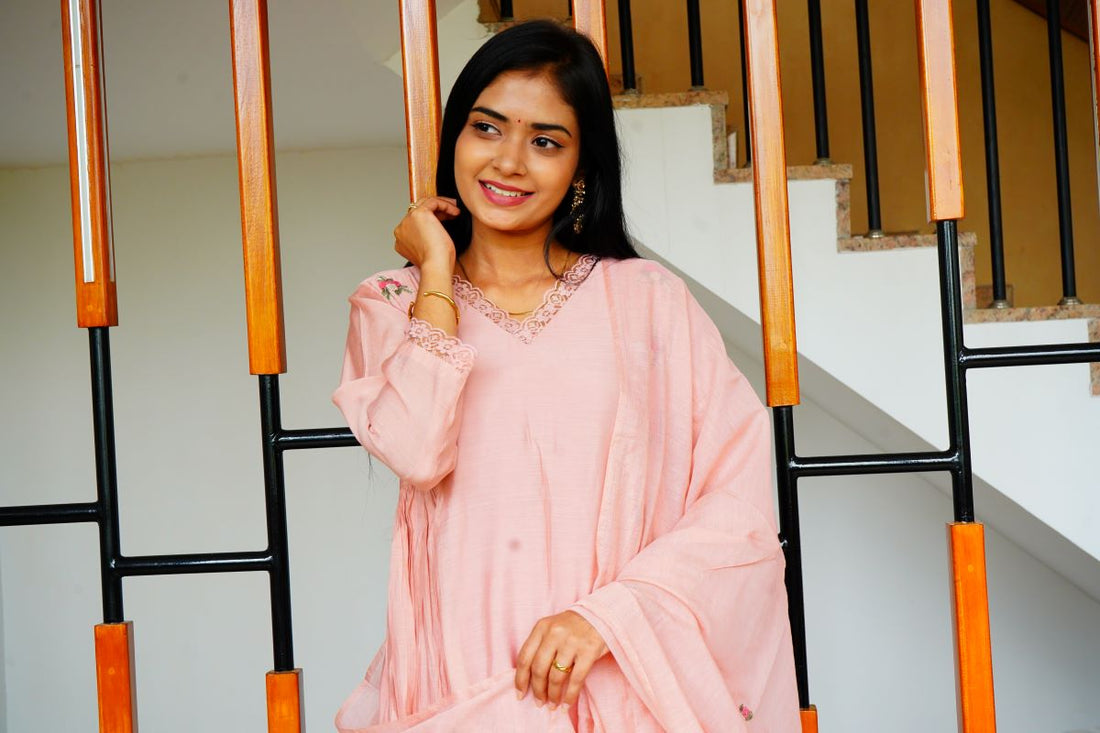 Pretty Pastel Pink  Premium Banaras Mul Chanderi Salwar suits