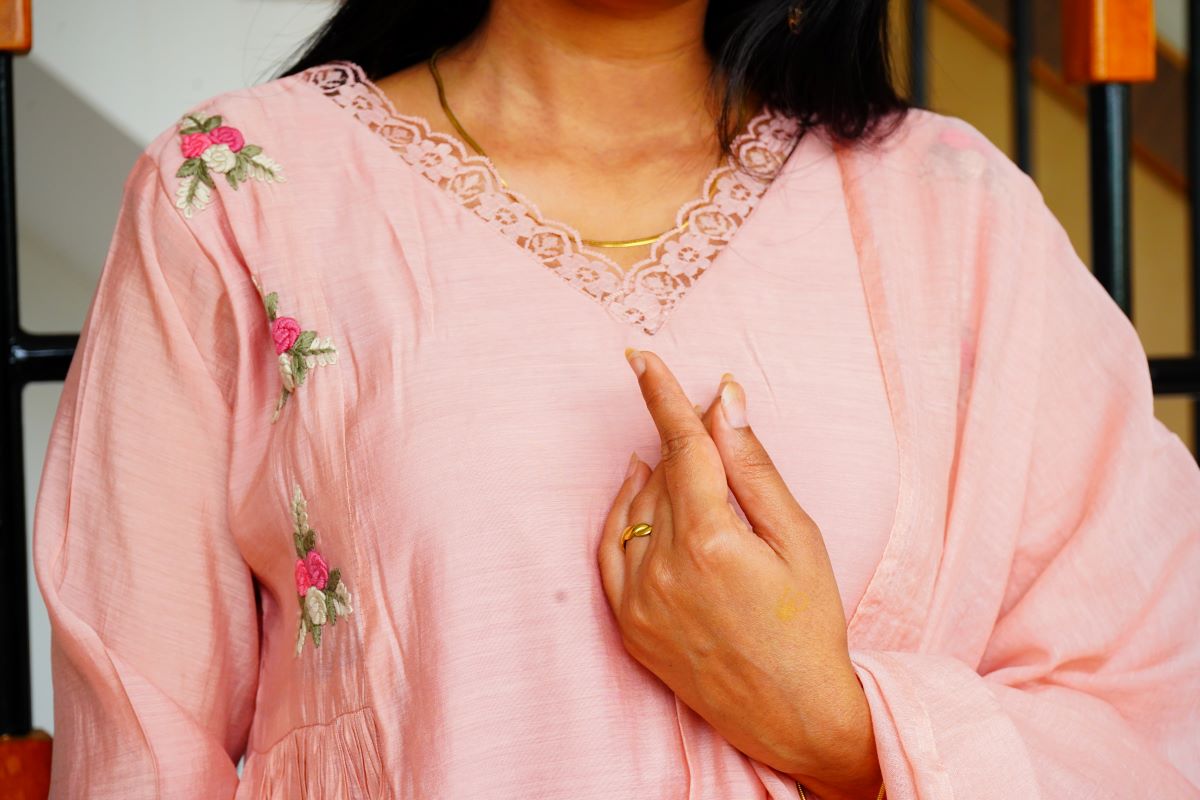 Pretty Pastel Pink  Premium Banaras Mul Chanderi Salwar suits