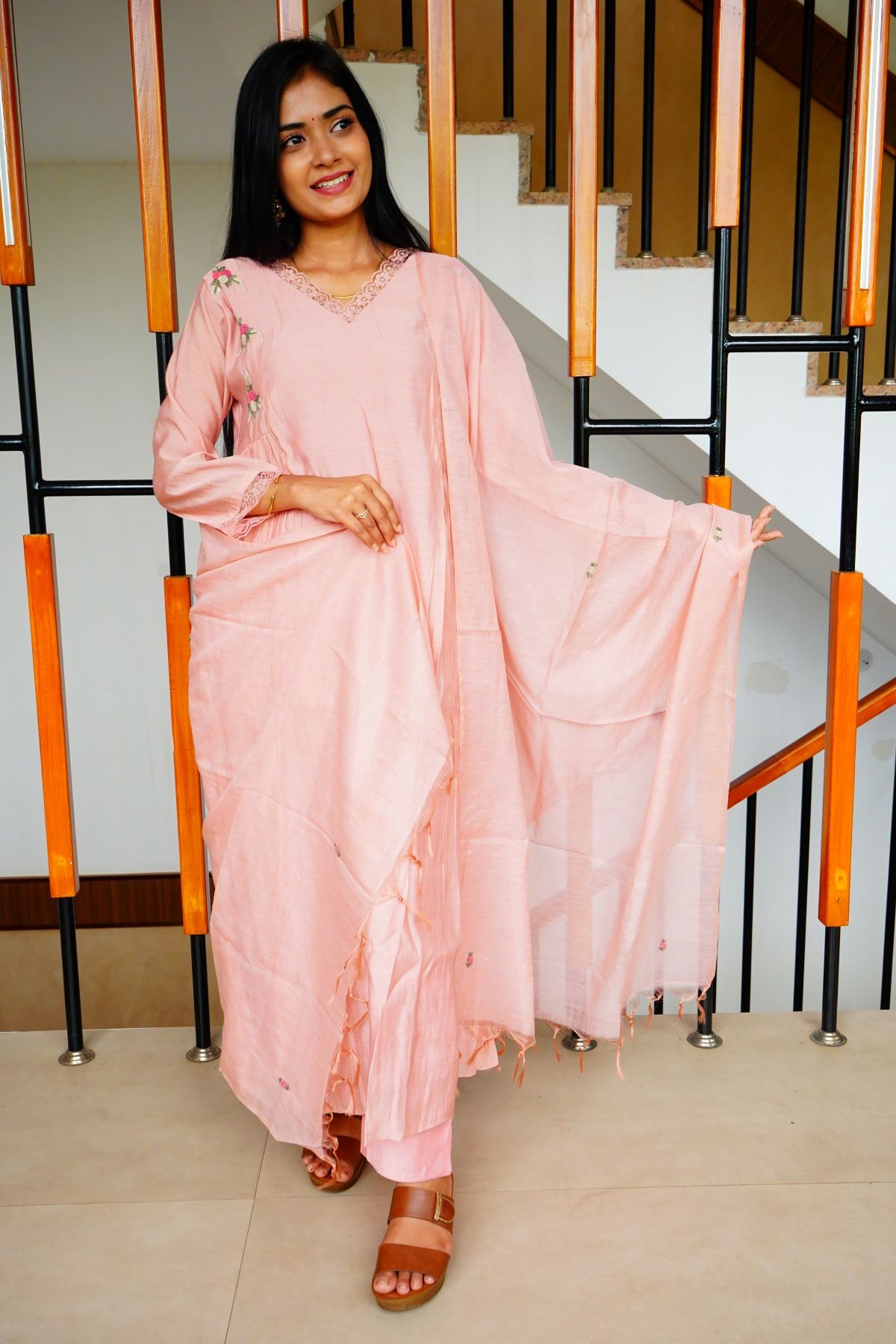 Pretty Pastel Pink  Premium Banaras Mul Chanderi Salwar suits