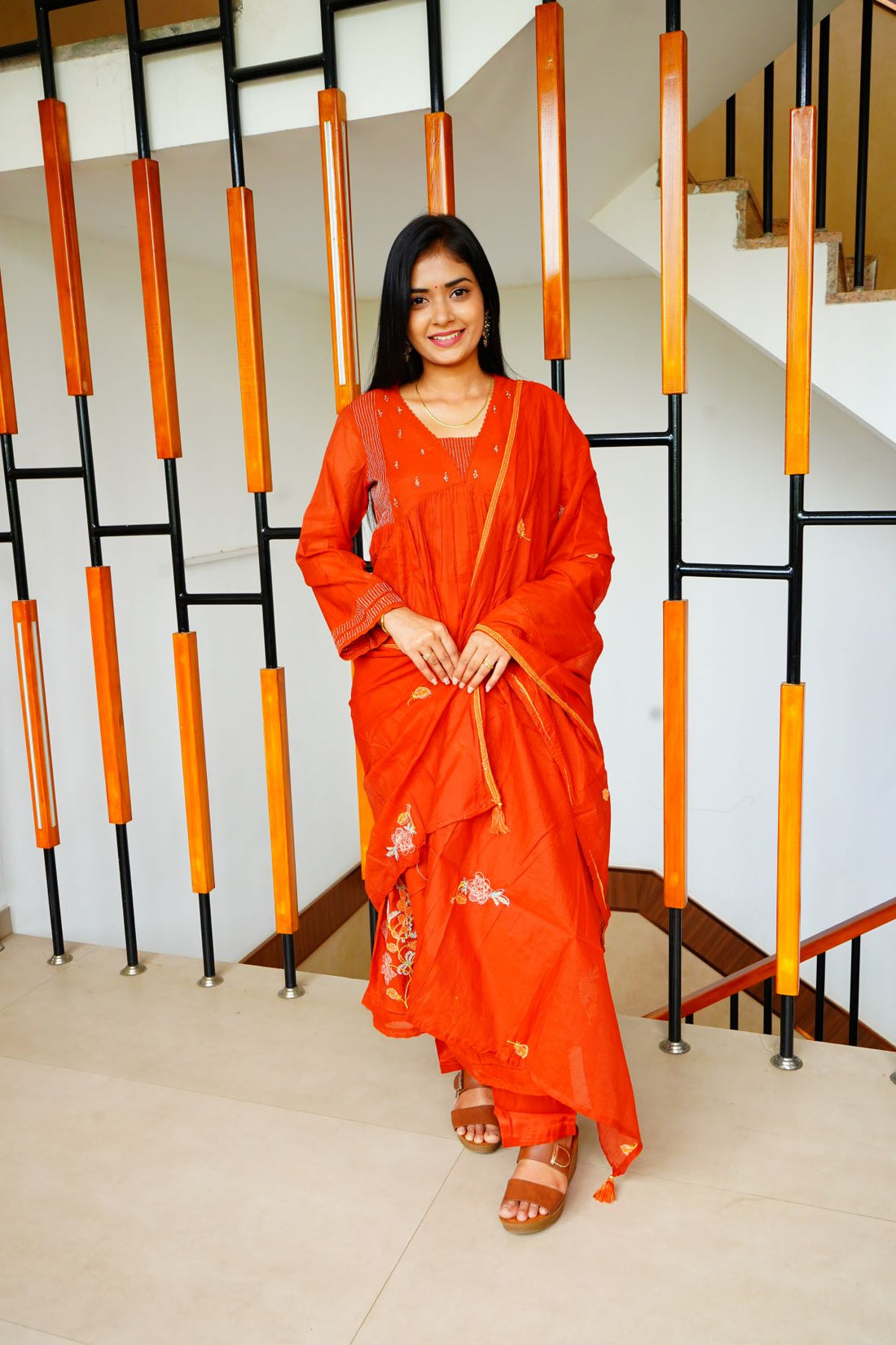 Kota Floral Embroidery with Minimal Zardosi Work Mul Chanderi Salwar Suit