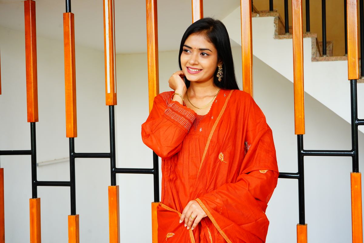 Kota Floral Embroidery with Minimal Zardosi Work Mul Chanderi Salwar Suit