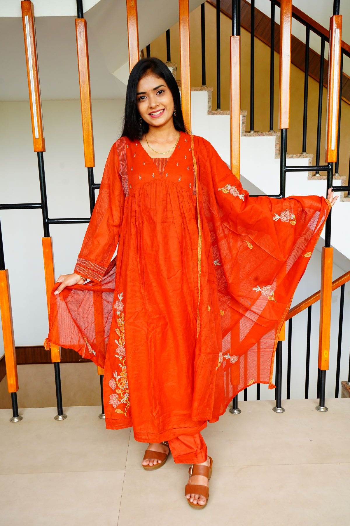 Kota Floral Embroidery with Minimal Zardosi Work Mul Chanderi Salwar Suit