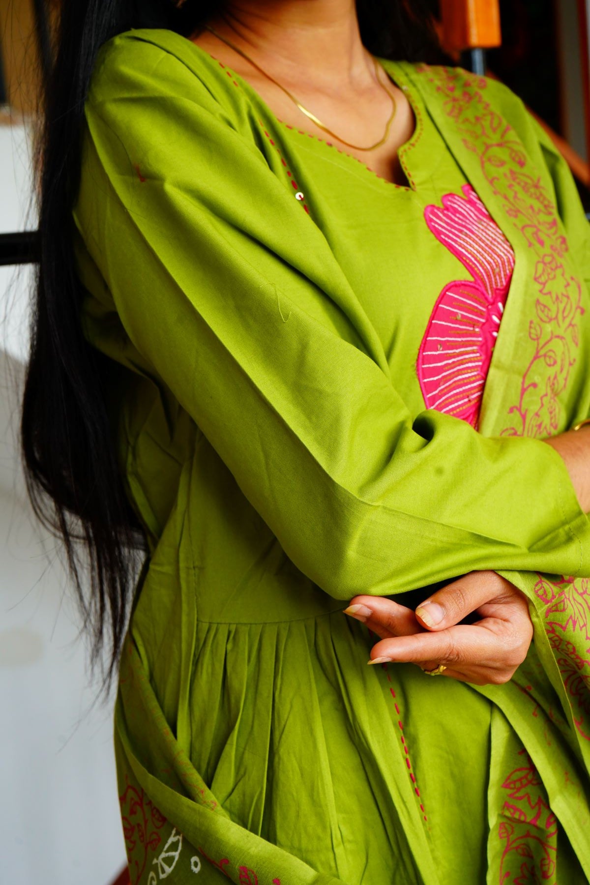 Elegant Green Flora Cottonl Salwar Suits