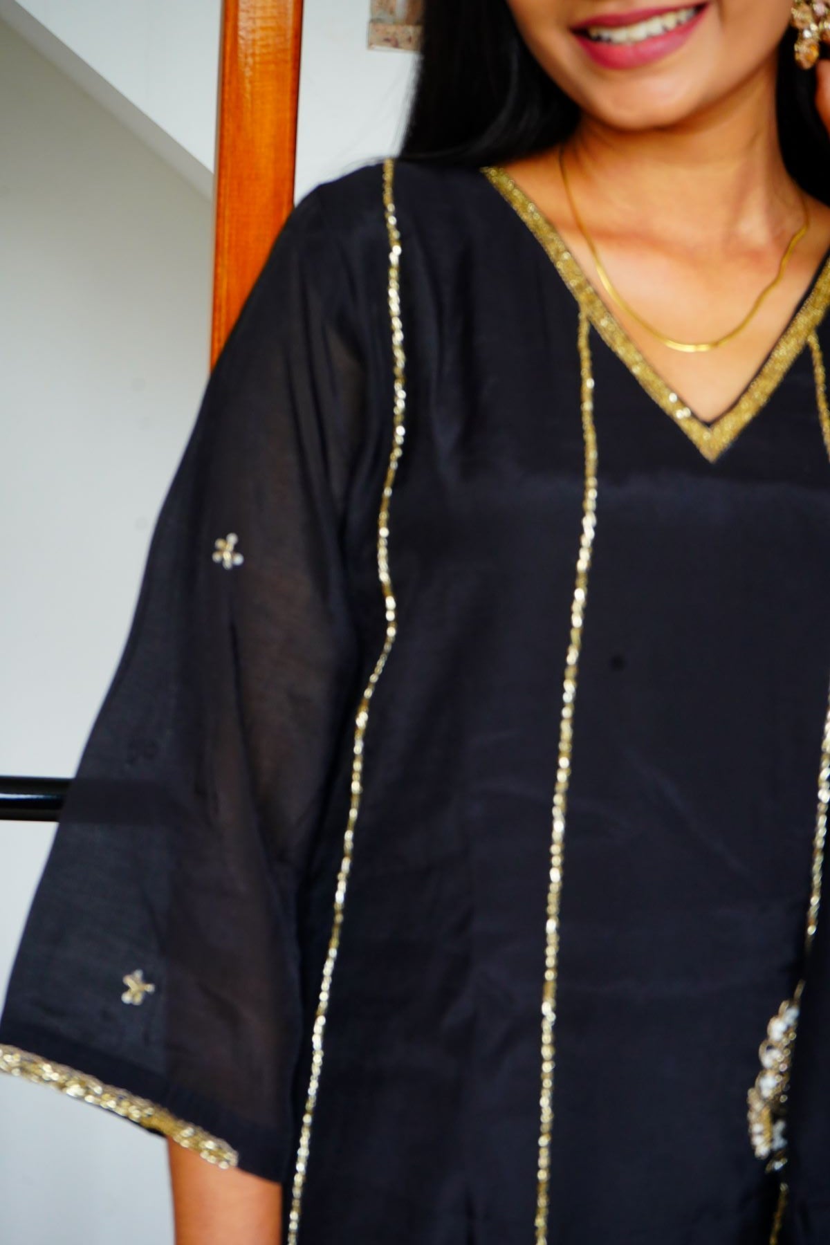 Classy Black Golden Zardozi Mul Chenderi Salwar Suits
