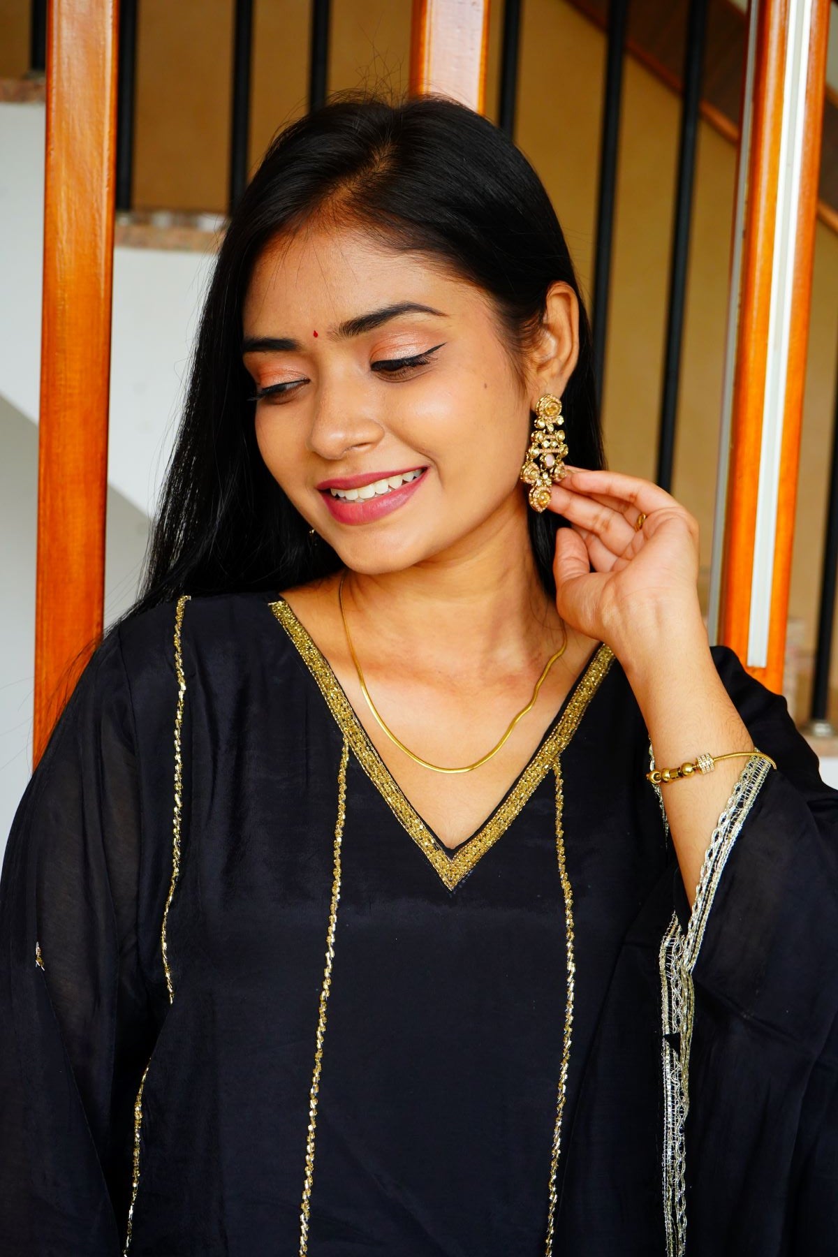 Classy Black Golden Zardozi Mul Chenderi Salwar Suits